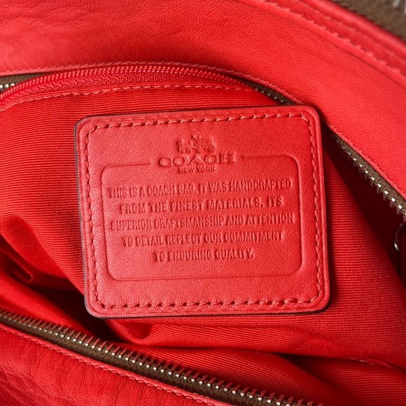 Coach Colette Red & Khaki Signature Carryall w/COA - Picture 14 of 16